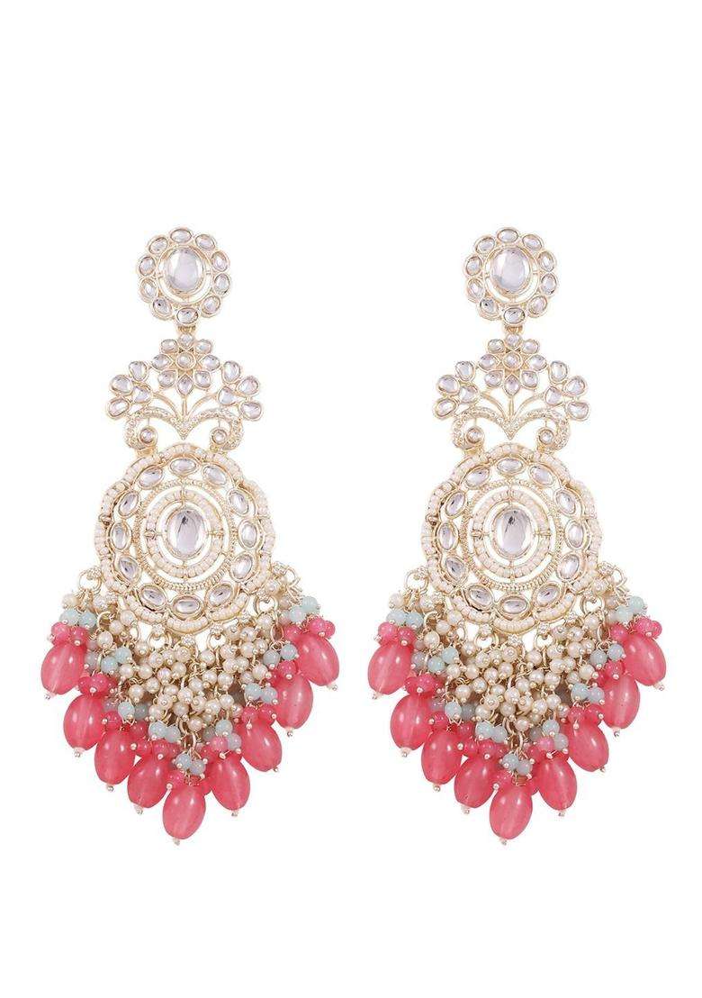 Gold-Plated Classic Drop Earrings with Kundan for Women | Traditional Temple Jewellery for Wedding & Festive Wear | Gift for Her - Indya
