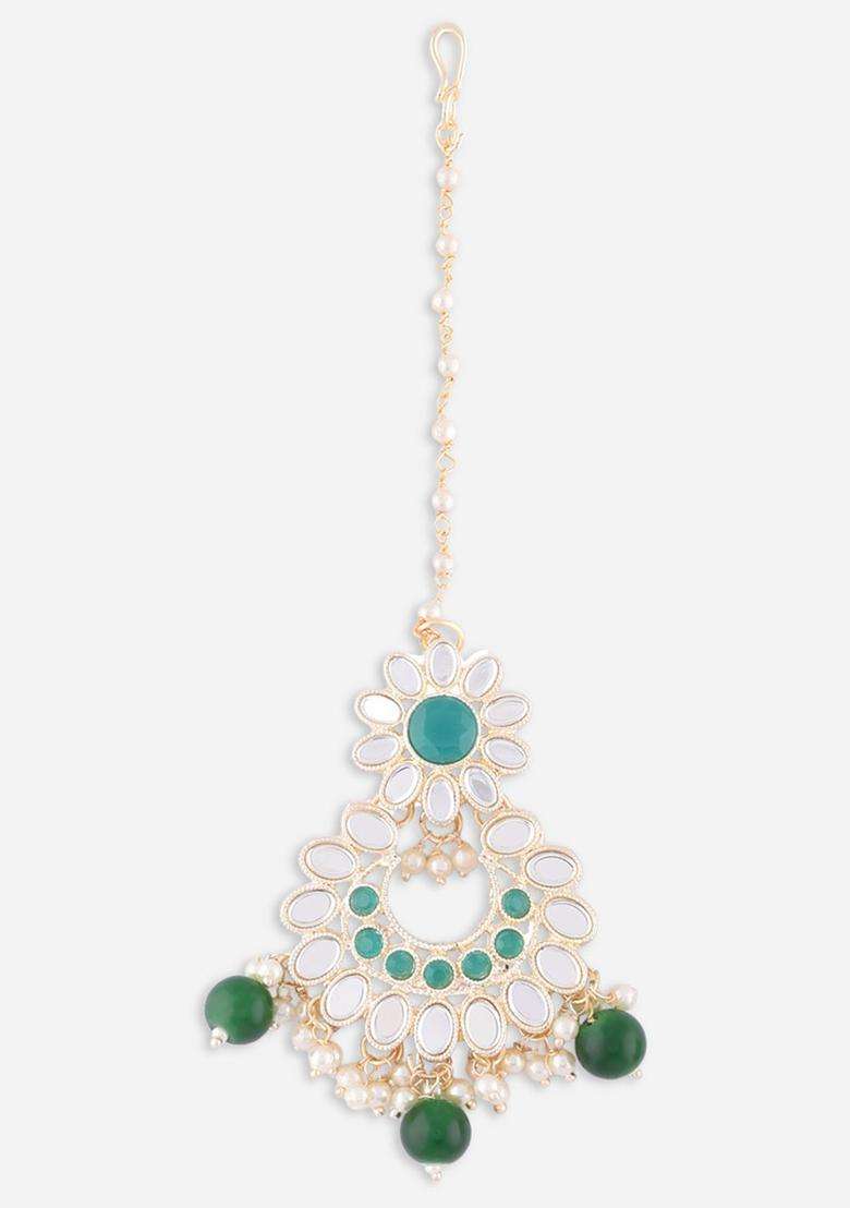 Gold-Plated Kundan Studded & Pearls Beaded Necklace with Earrings for Women | Traditional Temple Jewellery for Wedding & Festive Wear | Gift for Her - Indya
