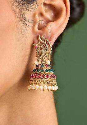 Gold-Plated Dome Shaped Jhumkas Earrings for Women | Traditional Temple Jewellery for Wedding & Festive Wear | Gift for Her