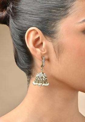 Gold-Plated Dome Shaped Jhumkas Earrings with Pearl for Women | Traditional Temple Jewellery for Wedding & Festive Wear | Gift for Her