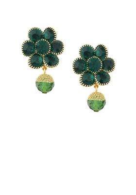 Gold-Plated American Diamond Studded Clip On Floral Drop Earrings for Women | Traditional Temple Jewellery for Wedding & Festive Wear | Gift for Her