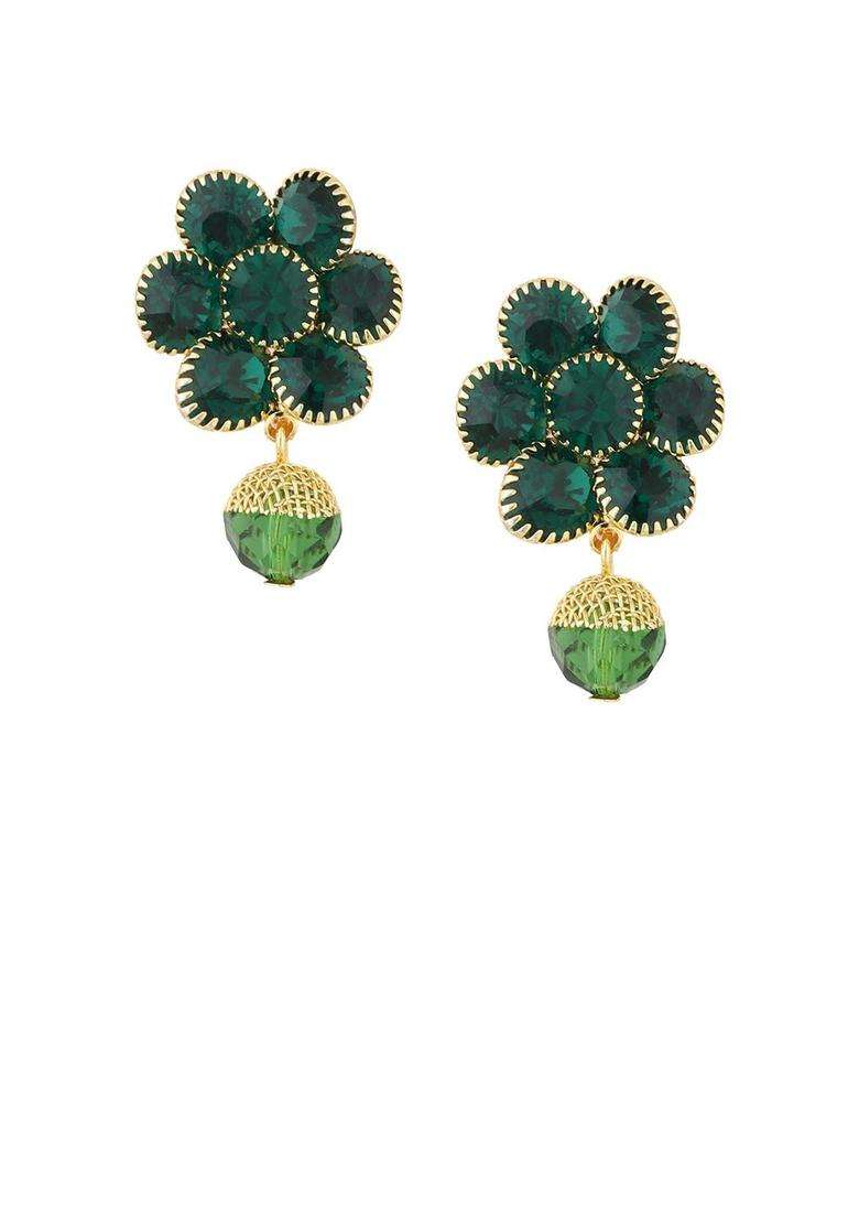 Gold-Plated American Diamond Studded Clip On Floral Drop Earrings for Women | Traditional Temple Jewellery for Wedding & Festive Wear | Gift for Her - Indya