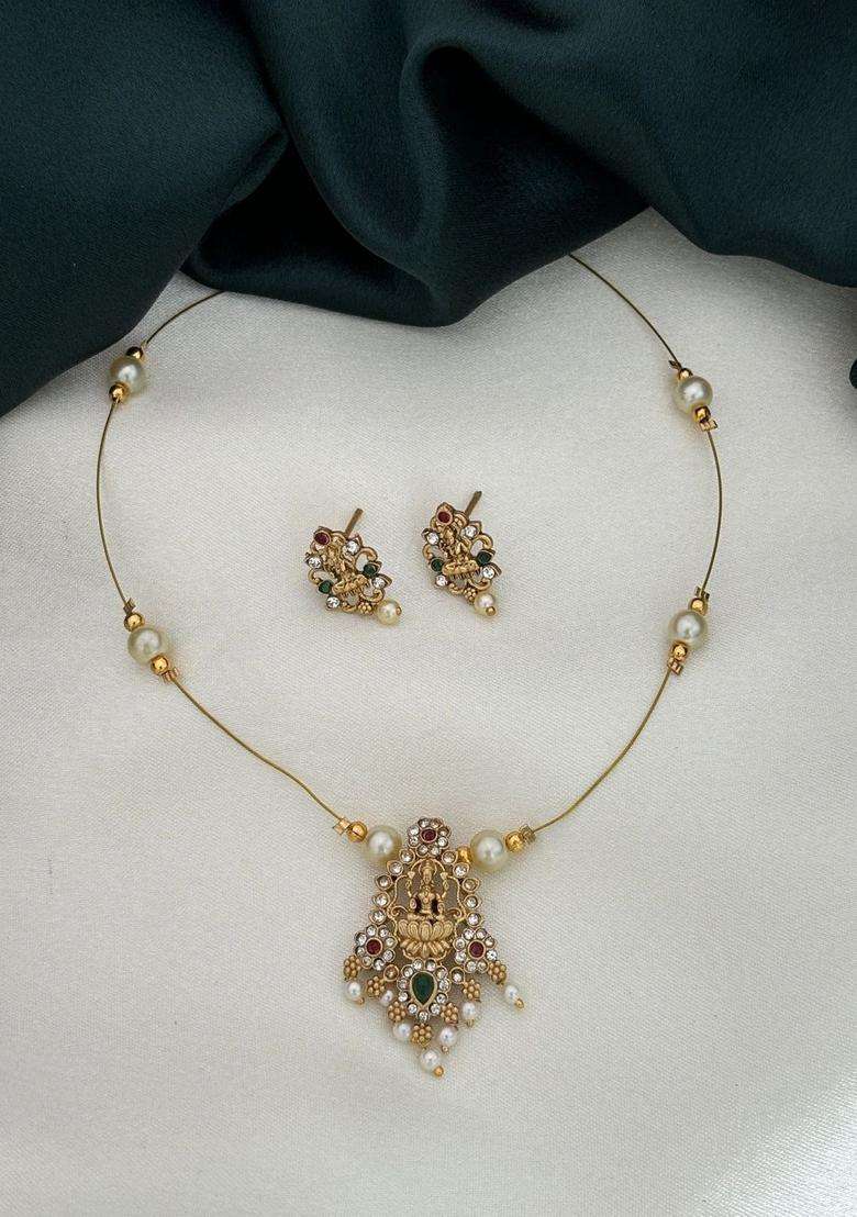 Gold-Plated Temple Pendant and Earrings for Women | Traditional Temple Jewellery for Wedding & Festive Wear | Gift for Her - Indya