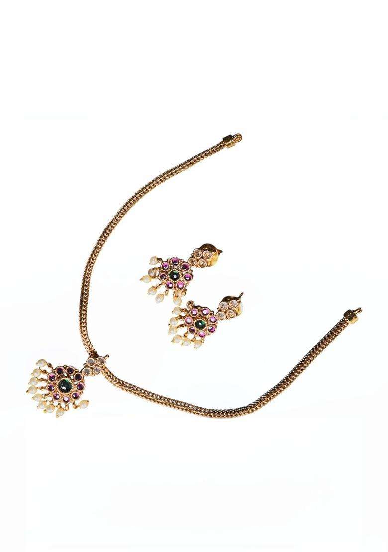 Gold-Plated Temple Necklace and Earrings for Women | Traditional Temple Jewellery for Wedding & Festive Wear | Gift for Her - Indya