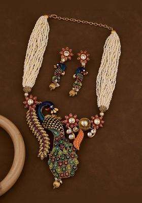 Gold-Plated Artificial Stones and Beads Jewellery Set for Women | Stylish Party & Everyday Wear | Gift for Her