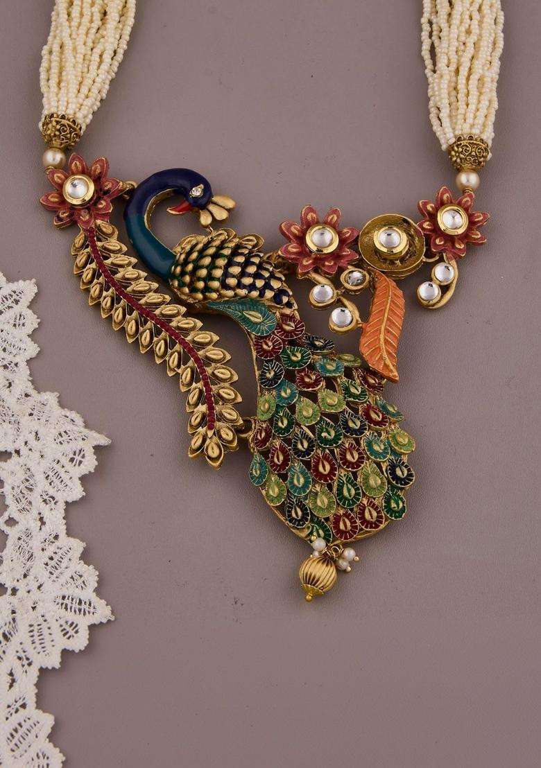 Gold-Plated Artificial Stones and Beads Jewellery Set for Women | Stylish Party & Everyday Wear | Gift for Her - Indya