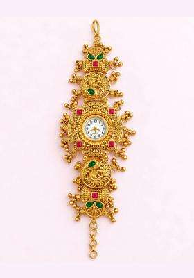 Brass Temple Gold-Plated Bangle-Style Bracelet for Women | Traditional Temple Jewellery for Wedding & Festive Wear | Gift for Her