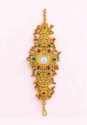 Brass Temple Gold-Plated Bangle-Style Bracelet for Women | Traditional Temple Jewellery for Wedding & Festive Wear | Gift for Her