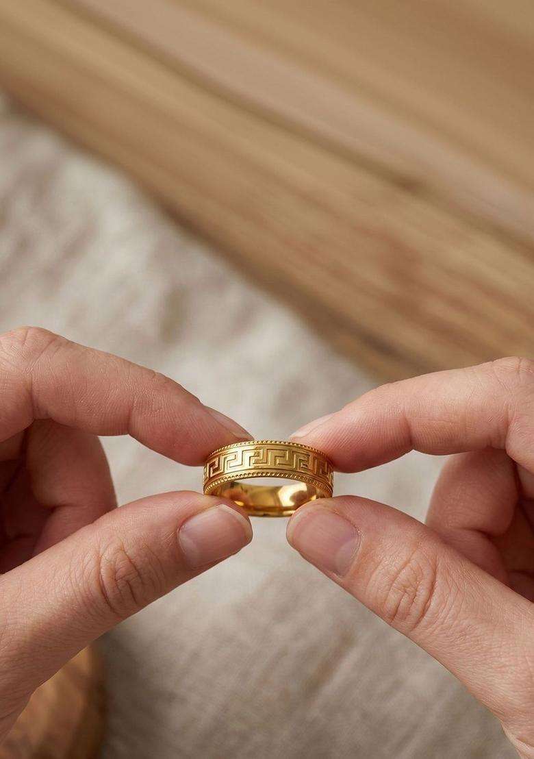 Gold-Plated Temple Finger Ring for Men | Stylish Party & Everyday Wear | Gift for Him - Indya