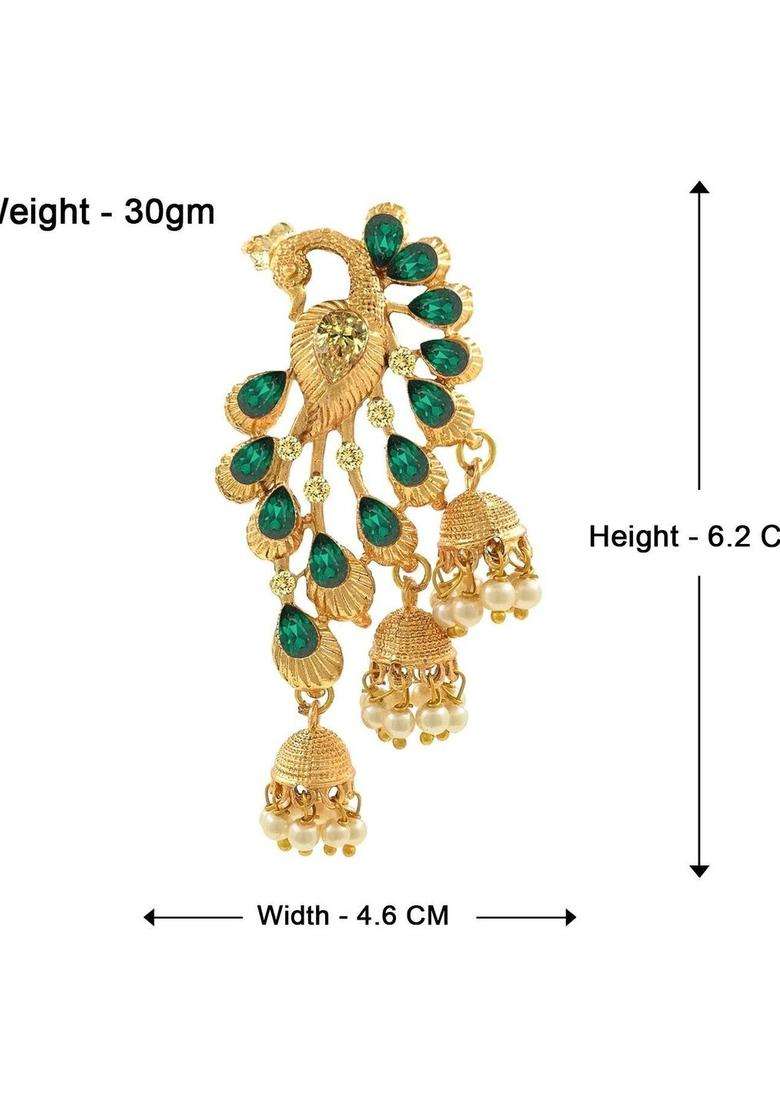 Gold-Plated Peacock Shaped Jhumkas Earrings for Women | Traditional Temple Jewellery for Wedding & Festive Wear | Gift for Her - Indya
