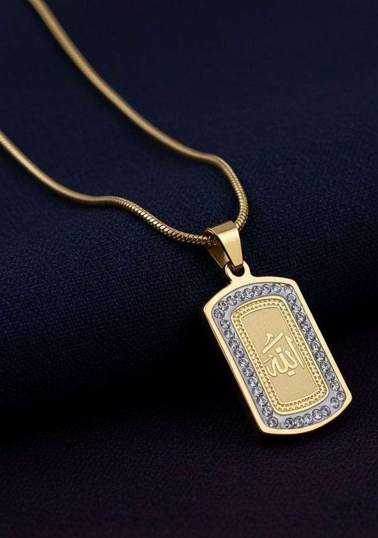 Gold-Plated Geometric Pendants with Chains for Men | Stylish Party & Everyday Wear | Gift for Him - Indya