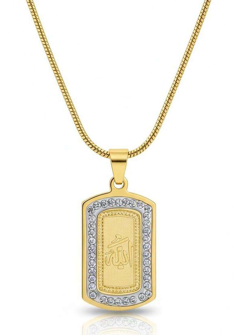 Gold-Plated Geometric Pendants with Chains for Men | Stylish Party & Everyday Wear | Gift for Him - Indya
