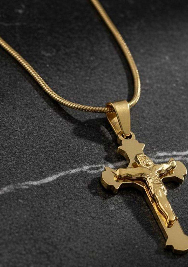 Gold-Plated Pendants with Chains for Men | Stylish Party & Everyday Wear | Gift for Him - Indya