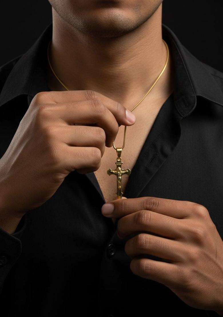 Gold-Plated Pendants with Chains for Men | Stylish Party & Everyday Wear | Gift for Him - Indya
