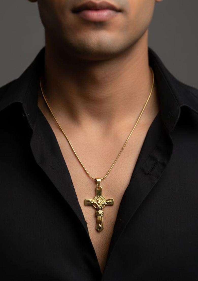 Gold-Plated Pendants with Chains for Men | Stylish Party & Everyday Wear | Gift for Him - Indya