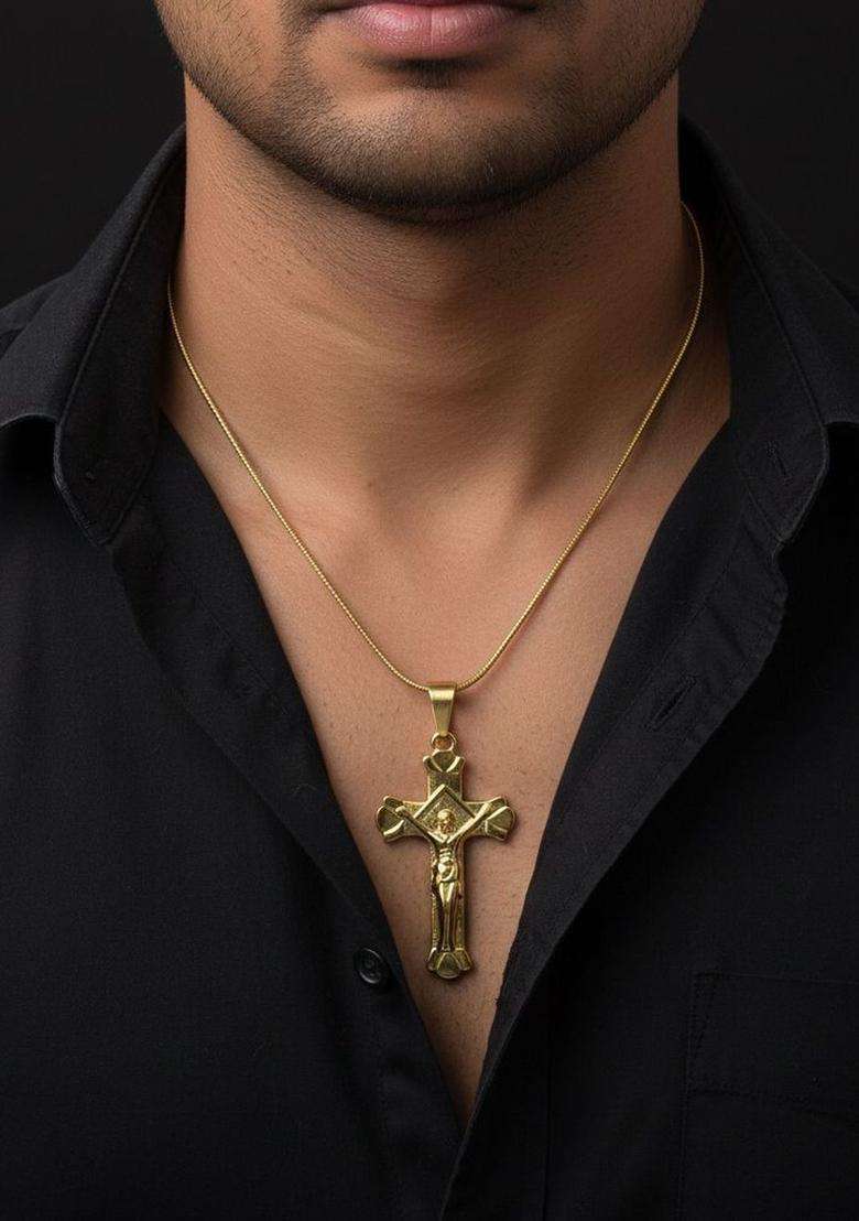 Gold-Plated Pendants with Chains for Men | Stylish Party & Everyday Wear | Gift for Him - Indya