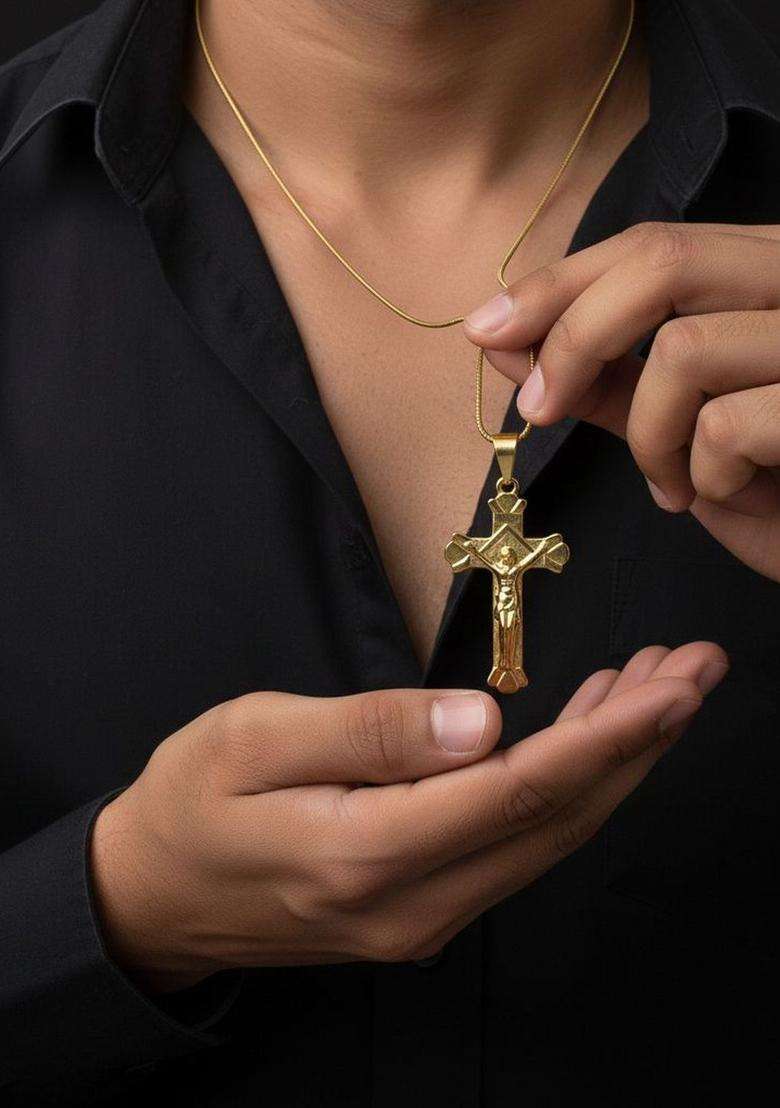 Gold-Plated Pendants with Chains for Men | Stylish Party & Everyday Wear | Gift for Him - Indya