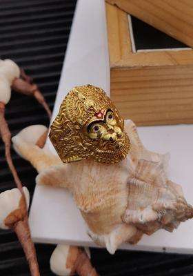 Gold-Plated Bajrangbali Finger Ring for Men & Women | Traditional Temple Jewellery for Wedding & Festive Wear | Festive Gift
