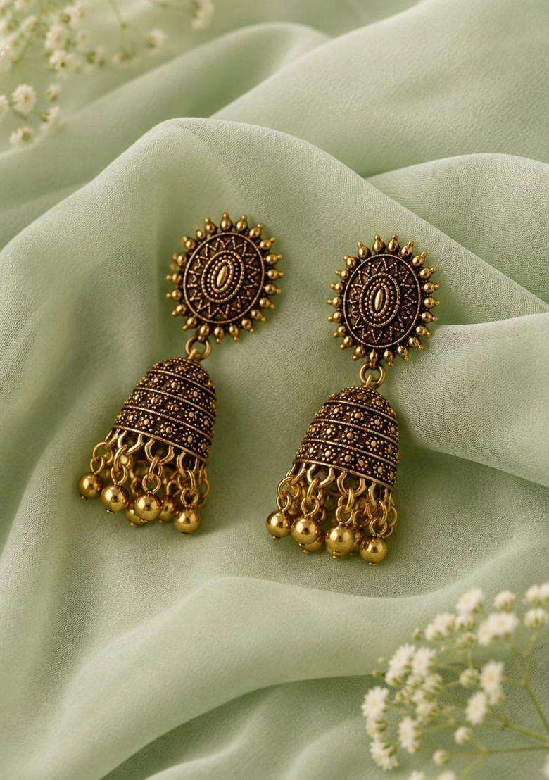 Rhodium-Plated Classic Drop Earrings for Women | Traditional Temple Jewellery for Wedding & Festive Wear | Gift for Her - Indya