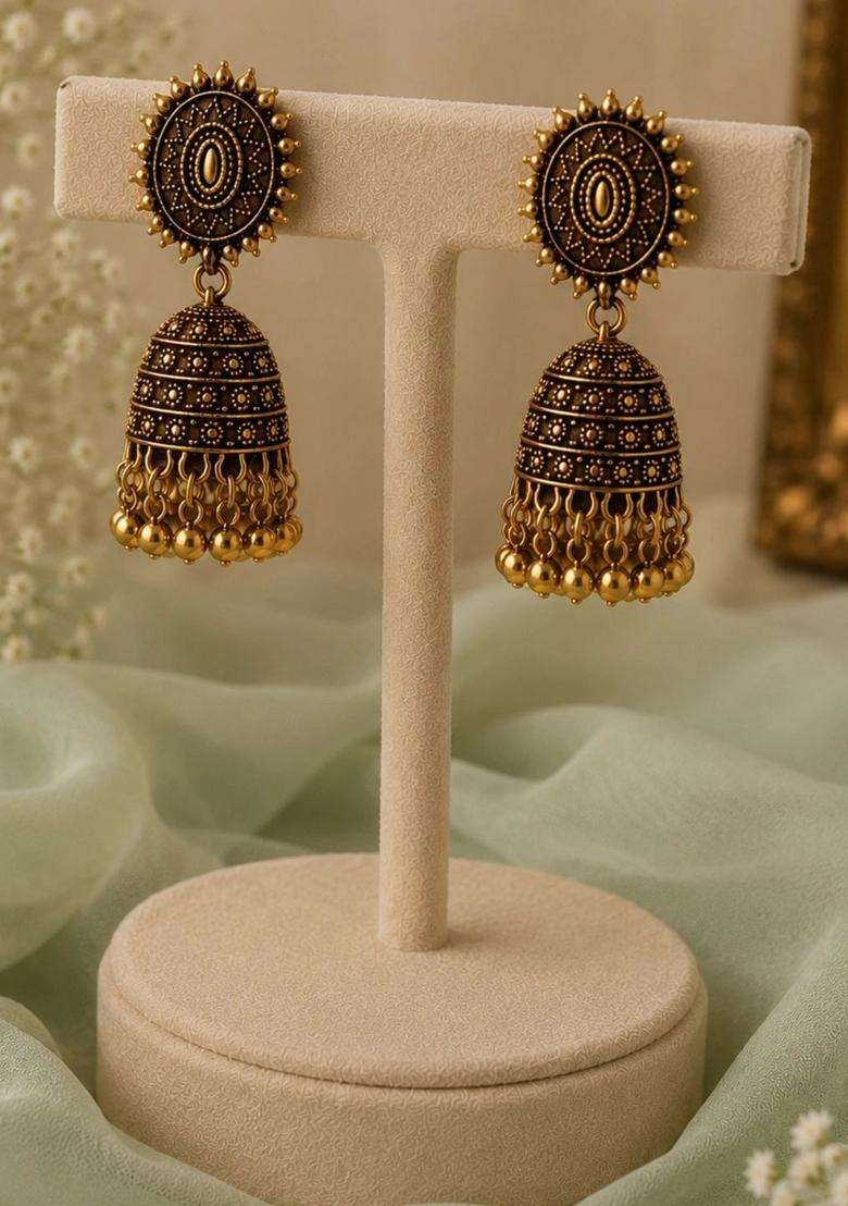 Rhodium-Plated Classic Drop Earrings for Women | Traditional Temple Jewellery for Wedding & Festive Wear | Gift for Her - Indya
