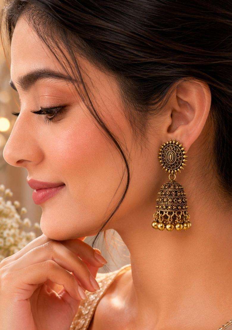 Rhodium-Plated Classic Drop Earrings for Women | Traditional Temple Jewellery for Wedding & Festive Wear | Gift for Her - Indya