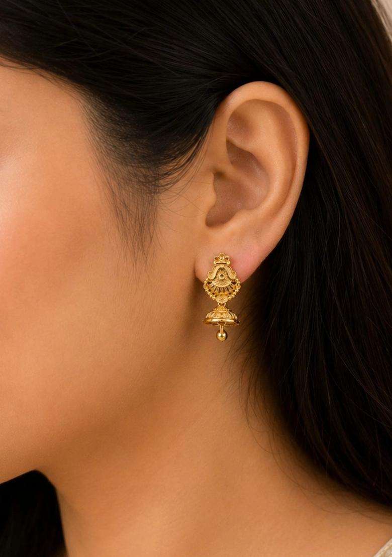 Rhodium-Plated Paisley Shaped Jhumkas Earrings for Women | Traditional Temple Jewellery for Wedding & Festive Wear | Gift for Her - Indya