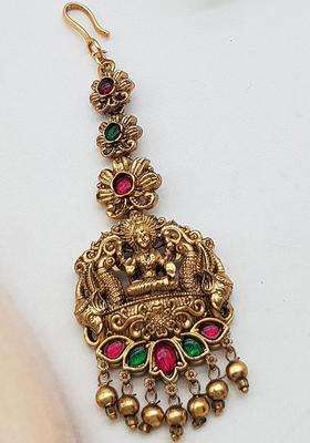 Gold-Plated American Diamond Studded American Diamond Head Jewellery for Women | Traditional Temple Jewellery for Wedding & Festive Wear | Gift for Her