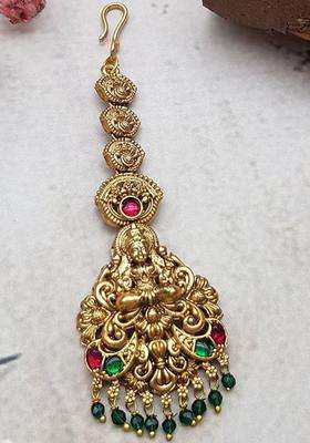 Gold-Plated American Diamond Studded American Diamond Head Jewellery for Women | Traditional Temple Jewellery for Wedding & Festive Wear | Gift for Her