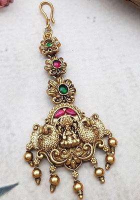 Gold-Plated American Diamond Studded American Diamond Head Jewellery for Women | Traditional Temple Jewellery for Wedding & Festive Wear | Gift for Her
