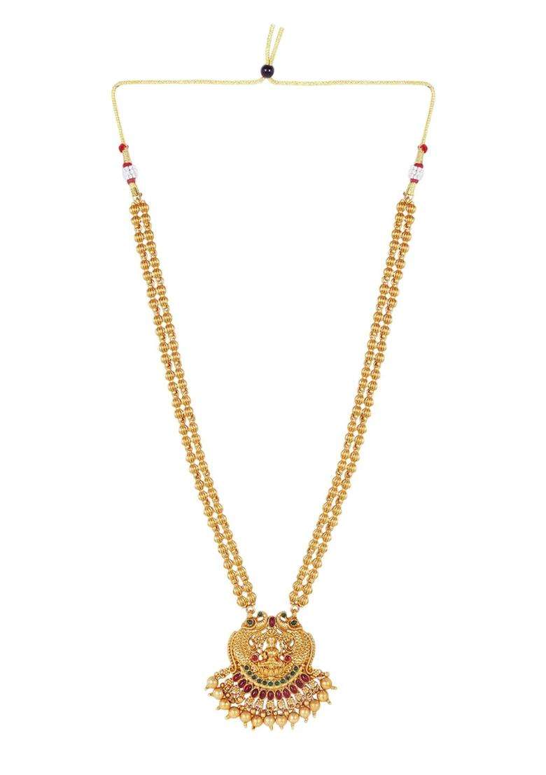 Gold-Plated Stone-Studded & Beaded Jewellery Set for Women | Traditional Temple Jewellery for Wedding & Festive Wear | Gift for Her - Indya