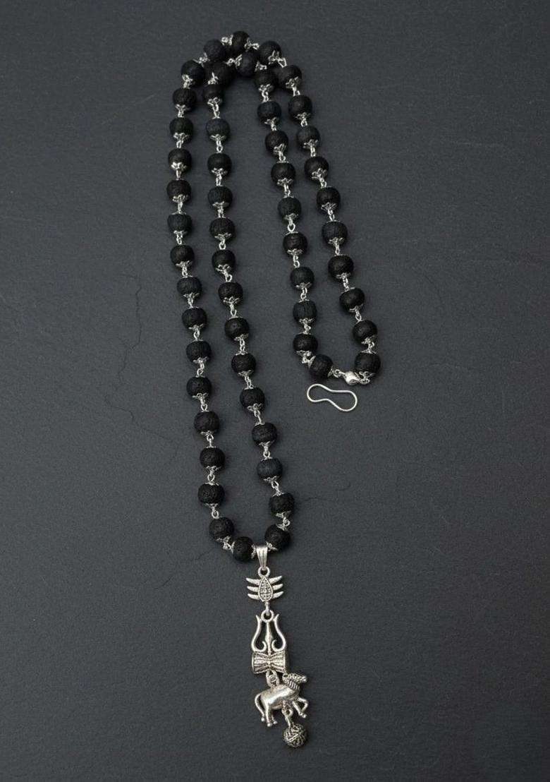 Silver-Plated Temple Necklace for Men | Traditional Temple Jewellery for Wedding & Festive Wear | Gift for Him - Indya