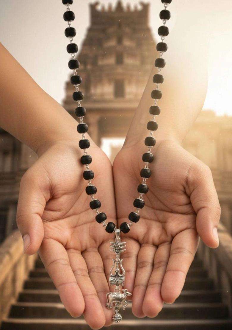 Silver-Plated Temple Necklace for Men | Traditional Temple Jewellery for Wedding & Festive Wear | Gift for Him - Indya