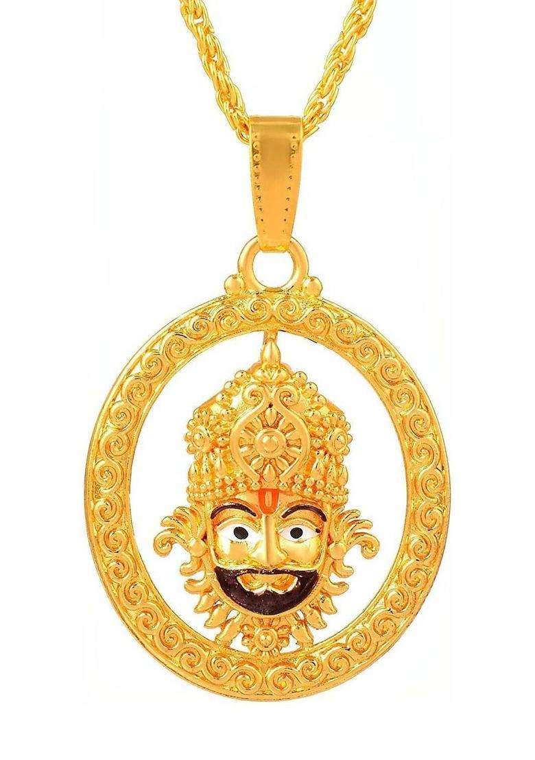 Rose Gold-Plated Circular Pendants with Chains for Men & Women | Traditional Temple Jewellery for Wedding & Festive Wear | Festive Gift - Indya
