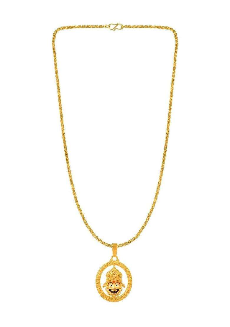 Rose Gold-Plated Circular Pendants with Chains for Men & Women | Traditional Temple Jewellery for Wedding & Festive Wear | Festive Gift - Indya