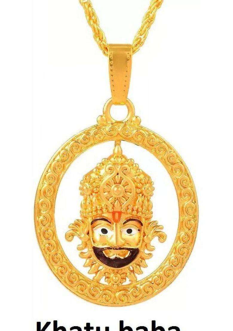 Rose Gold-Plated Oval Pendants with Chains for Men & Women | Traditional Temple Jewellery for Wedding & Festive Wear | Festive Gift - Indya