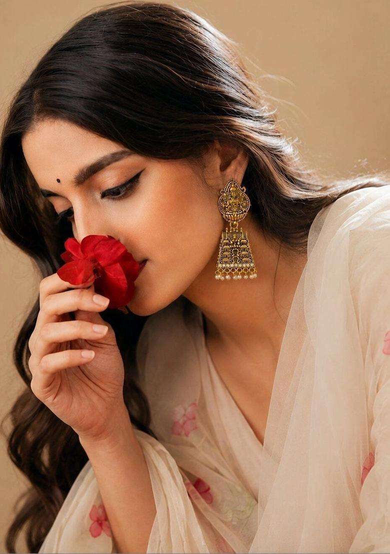 Geometric Jhumkas Earrings for Women | Traditional Temple Jewellery for Wedding & Festive Wear | Gift for Her - Indya