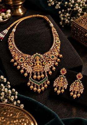 Brass Gold-Plated Temple Necklace for Women | Traditional Temple Jewellery for Wedding & Festive Wear | Gift for Her