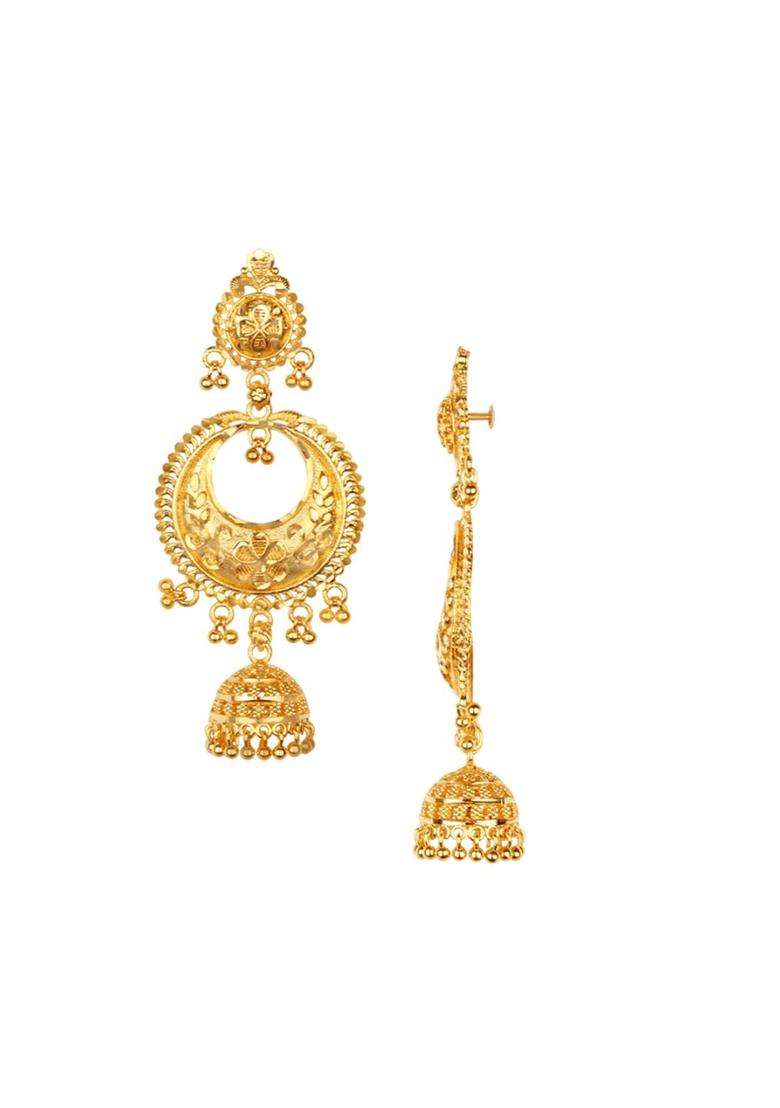 Anouk Gold-Plated Artificial Beaded Dome Shaped Temple Jhumkas for Women | Traditional Temple Jewellery for Wedding & Festive Wear | Gift for Her - Indya
