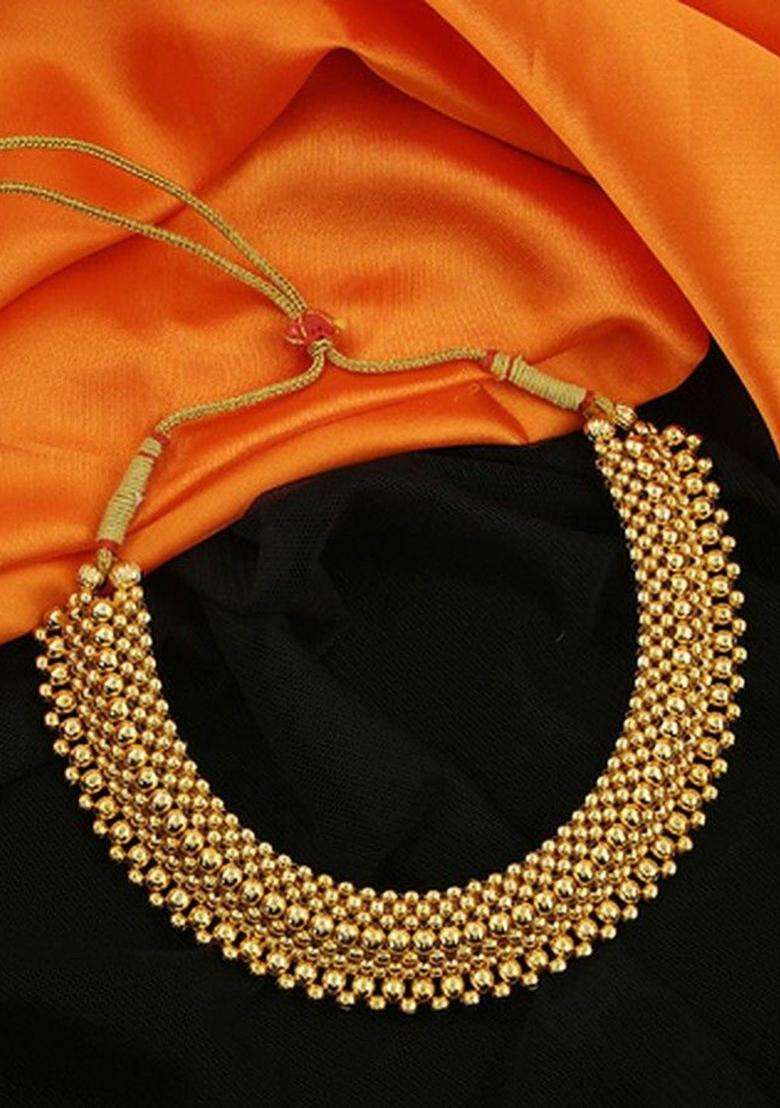 1gm Gold & Micron-Plated Cubic Zirconia-Studded & Beaded Jewellery Set for Women | Traditional Temple Jewellery for Wedding & Festive Wear | Gift for Her - Indya
