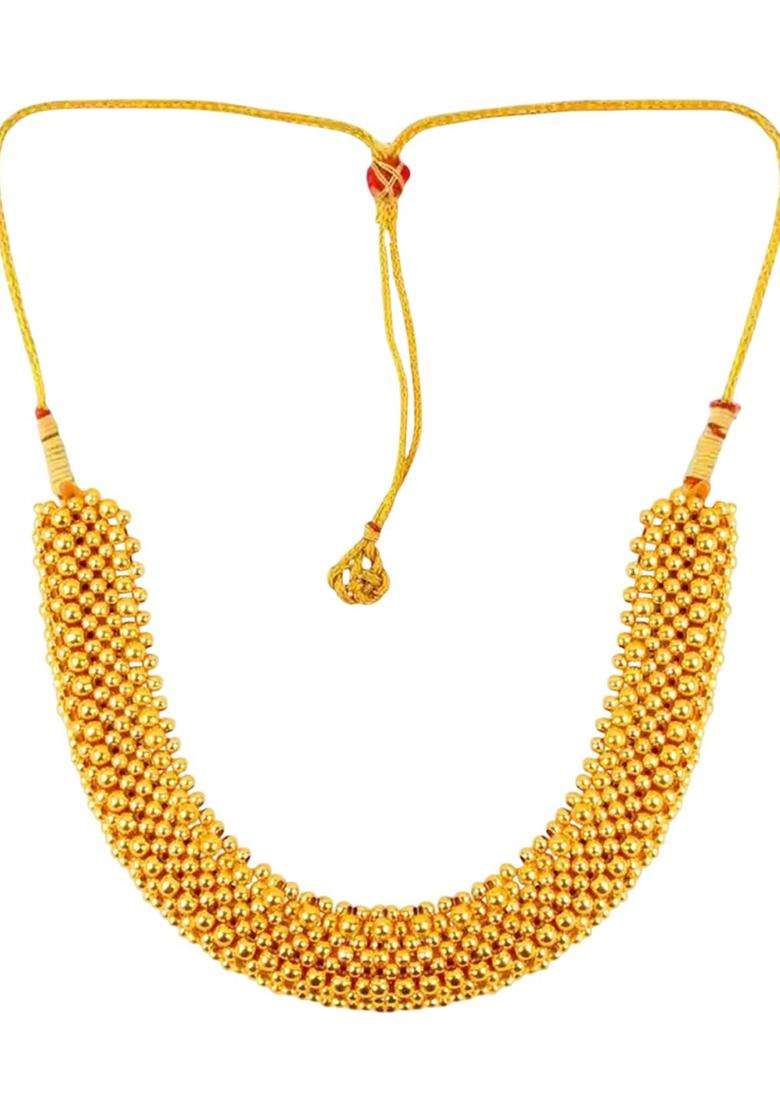 1gm Gold & Micron-Plated Cubic Zirconia-Studded & Beaded Jewellery Set for Women | Traditional Temple Jewellery for Wedding & Festive Wear | Gift for Her - Indya