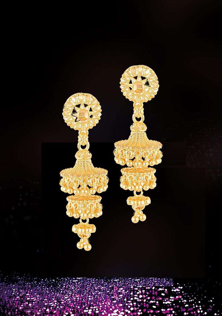 Anouk Gold-Plated Dome Shaped Jhumka for Women | Traditional Temple Jewellery for Wedding & Festive Wear | Gift for Her - Indya