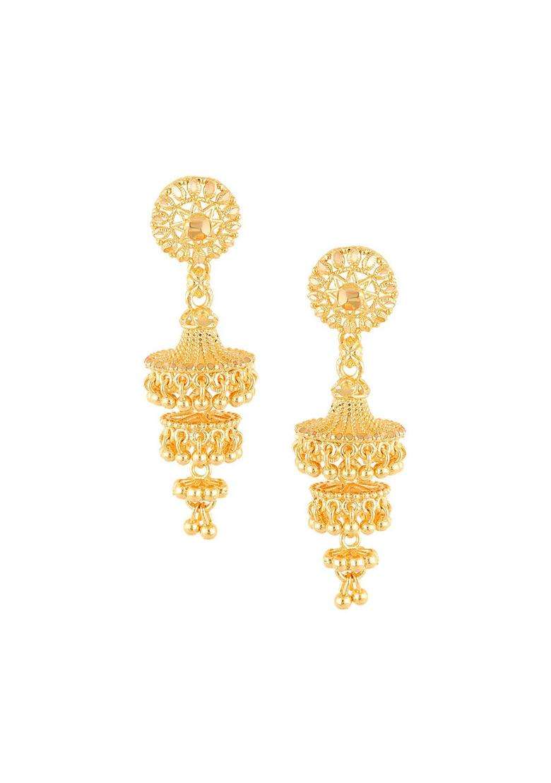 Anouk Gold-Plated Dome Shaped Jhumka for Women | Traditional Temple Jewellery for Wedding & Festive Wear | Gift for Her - Indya