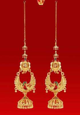 Anouk Gold-Plated Artificial Beaded Dome Shaped Temple Jhumkas for Women | Traditional Temple Jewellery for Wedding & Festive Wear | Gift for Her