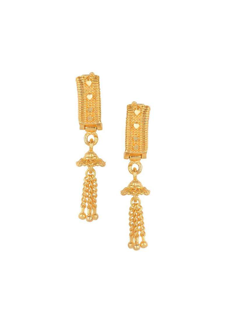 Gold-Plated Contemporary Temple Drop Earrings for Women | Traditional Temple Jewellery for Wedding & Festive Wear | Gift for Her - Indya