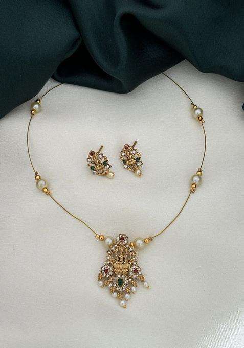 Gold-Plated Temple Pendant and Earrings for Women | Traditional Temple Jewellery for Wedding & Festive Wear | Gift for Her