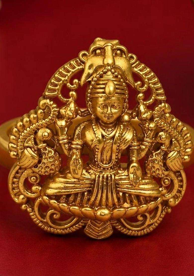 Gold-Plated Temple Finger Ring for Women | Traditional Temple Jewellery for Wedding & Festive Wear | Gift for Her - Indya