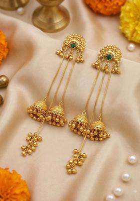 Gold-Plated Geometric Jhumkas Earrings for Women | Traditional Temple Jewellery for Wedding & Festive Wear | Gift for Her