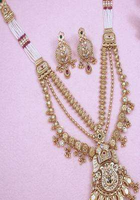 Gold-Plated Temple Stone Studded & Beaded Necklace and Earrings for Women | Traditional Temple Jewellery for Wedding & Festive Wear | Gift for Her