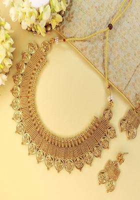 Gold-Plated Temple Choker Jewellery Set for Women | Traditional Temple Jewellery for Wedding & Festive Wear | Gift for Her
