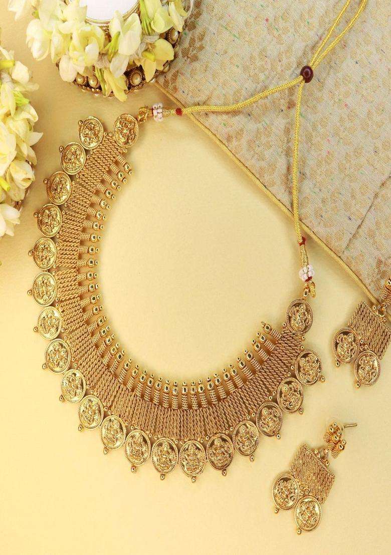 Gold-Plated Temple Choker Jewellery Set for Women | Traditional Temple Jewellery for Wedding & Festive Wear | Gift for Her - Indya